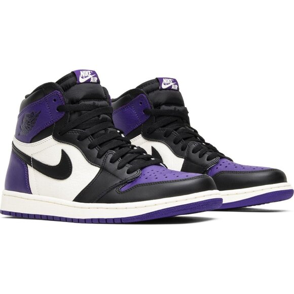 NIKE Air Jordan 1 Men's OG High Court Purple Toe Sneakers in Purple - Picture 2 of 8